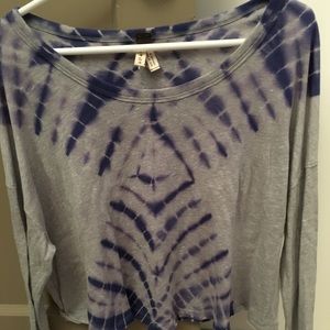 Free People Tie Dye Long Sleeve Crop Top